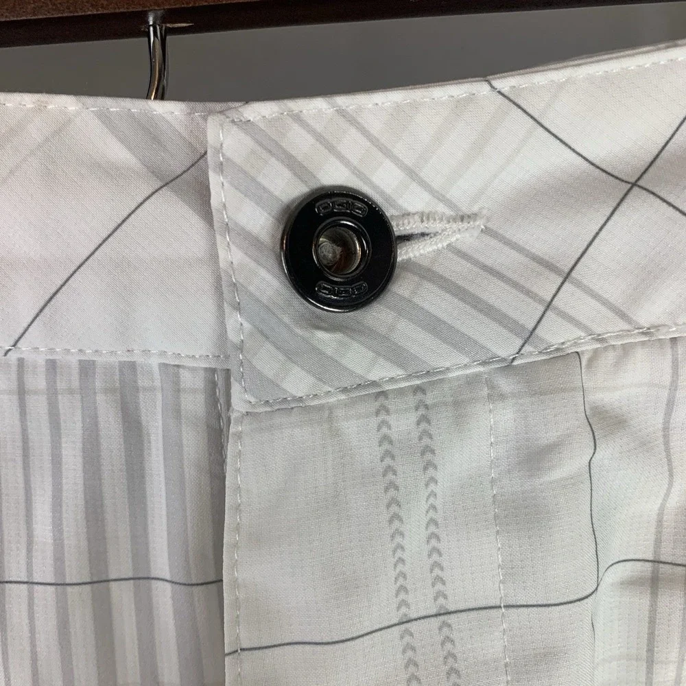 Ogio Golf Pants‎ Tag 36x32 (Measure 36x27.5) White Gray Plaid Stretch